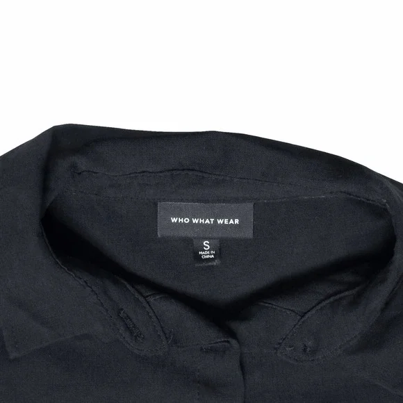 Who What Wear Womens Black Ruffle Sleeve Button Front Blouse Top Size Small - Picture 5 of 6